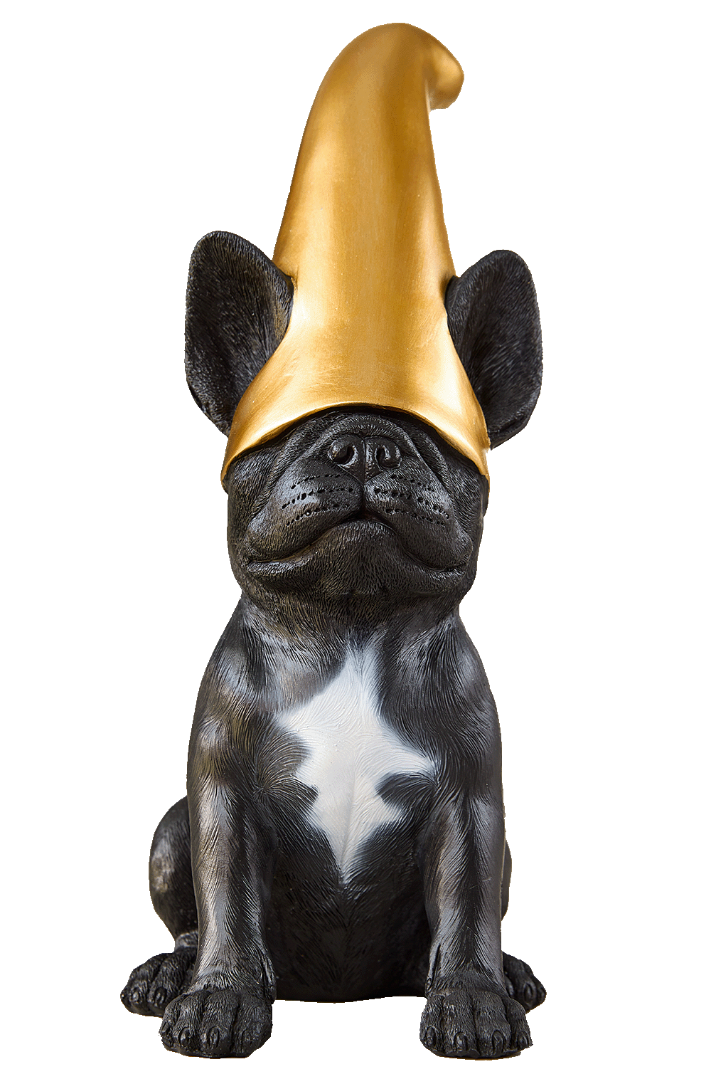 Frenchie Gnome! The black french bulldog gnome with a gold hat. Black french bulldog statue 