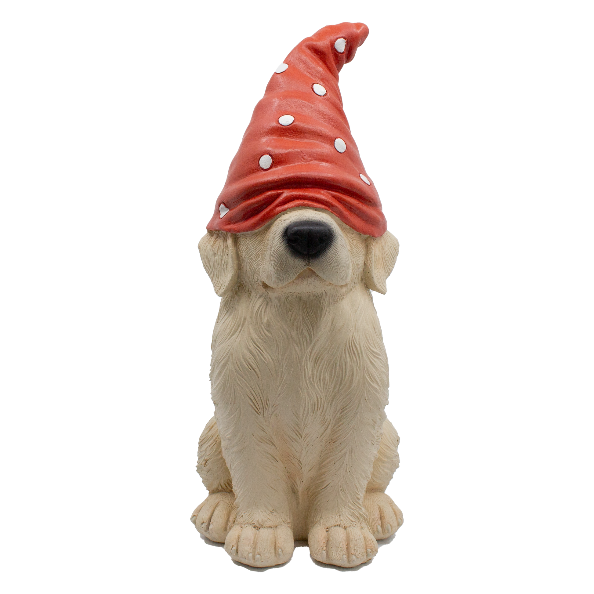 Golden retriever statue in the style of the Scandinavian garden gnome!